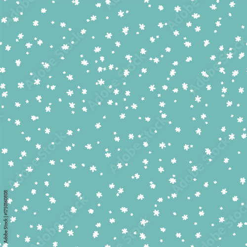 Winter seamless pattern with white snowflakes on blue background. Vector illustration for fabric, textile wallpaper, posters, gift wrapping paper. Christmas vector illustration.