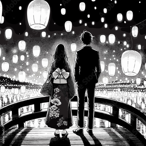 灯に寄り添う二人