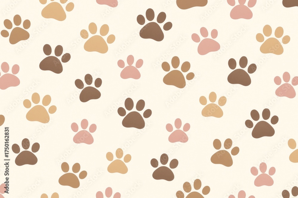 Fototapeta premium Colorful paw print pattern.