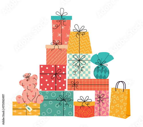 set of colorful gift boxes
