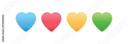 Colorful Gradient Heart Icons Set. Vector Illustration. 