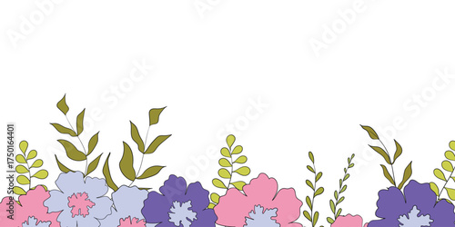 Hello spring banners collection. Background with color leaves, flowers. Nature concept design. Modern floral compositions in trendy flat simple style. Vector illustration for poster, greeting card.