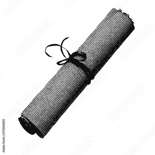 School graduation diploma halftone grunge vector design element