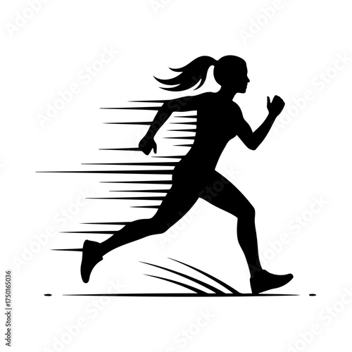 Fitness gym vector art of silhouette of a woman running fast