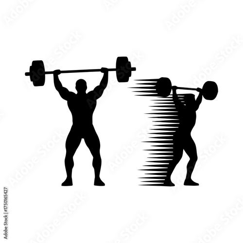 Weightlifting vector art of weightlifter silhouette lifting barbell
