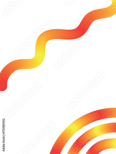 Abstract wavy lines and arcs in warm orange and yellow hues on a white background