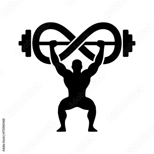 Weightlifting vector art of weightlifter lifting barbell with infinity symbol