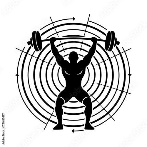 Weightlifting vector art of weightlifter lifting barbell