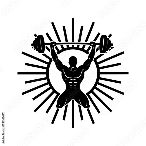 Weightlifting vector art of weightlifter silhouette lifting barbell