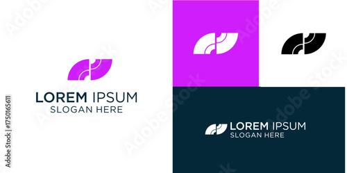 Modern abstract logo design featuring elegant leaf shapes in vibrant purple, perfect for a contemporary brand identity or creative business venture today