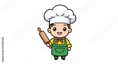 Adorable Little Chef with Rolling Pin