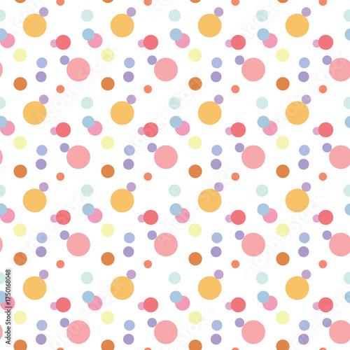 Сolor background, colorful vector texture with circles. Splash effect banner. Dotted abstract illustration with blurred drops of rain. Seamless pattern for fabric, textile.