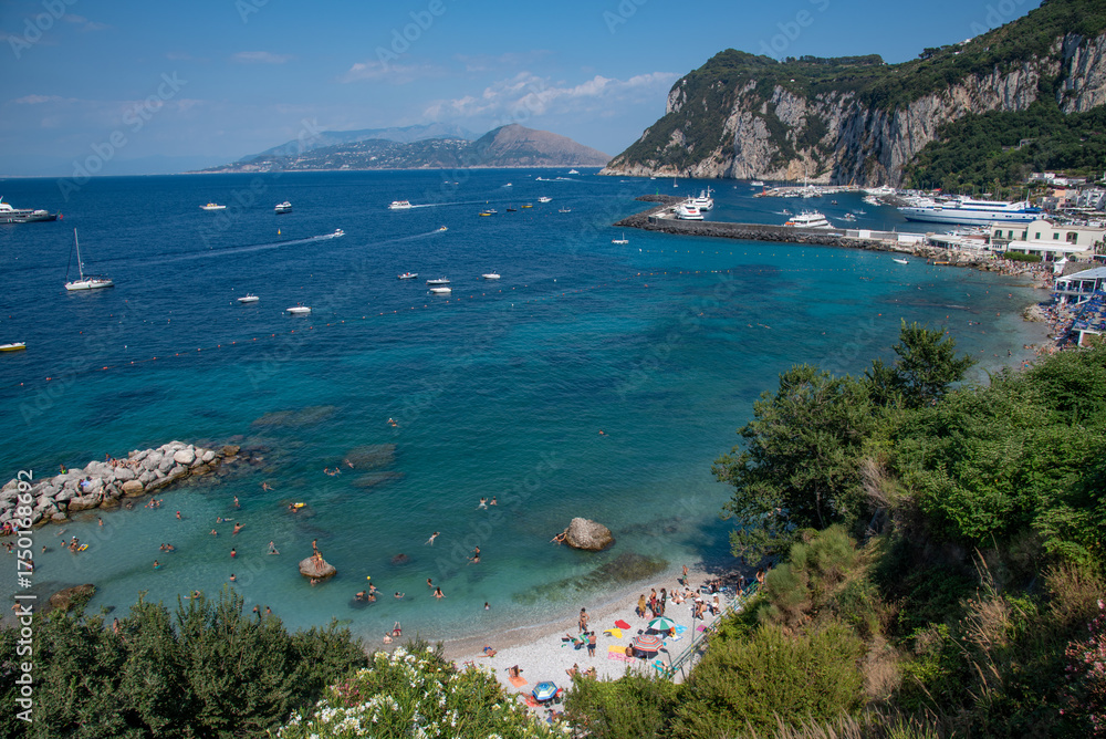 Naklejka premium Stunning royalty-free photos of Capri, Italy. Perfect for travel blogs, marketing, and editorial use. Capture the beauty of the Mediterranean