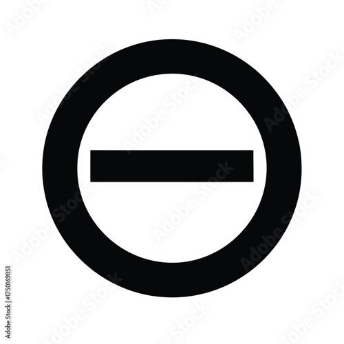 A simple circular sign with a horizontal bar a bold silhouette