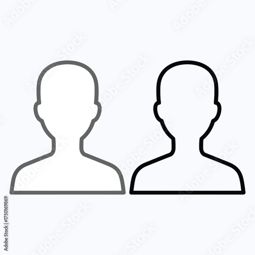 Two simple black and white head silhouettes facing each other