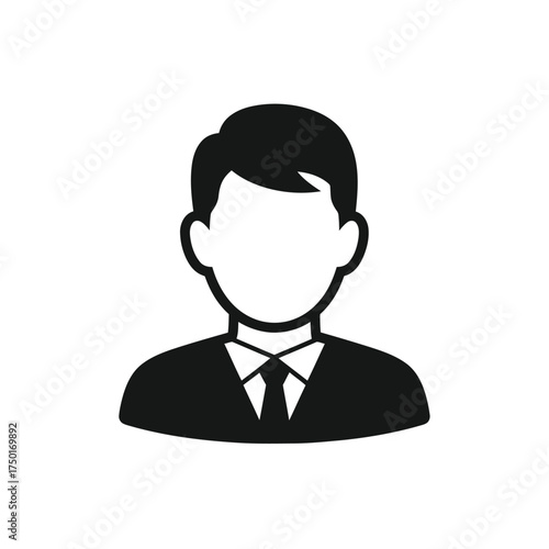 Simple black and white illustration of a man s head and shoulders silhouette