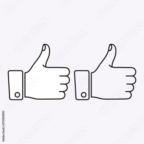 Two outline hands giving a thumbs up sign simple black and white