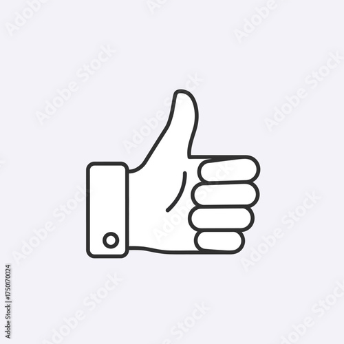 Simple black and white illustration of a hand making a thumbs up gesture