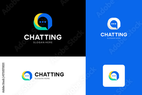 Modern chat talk logo design vector template.