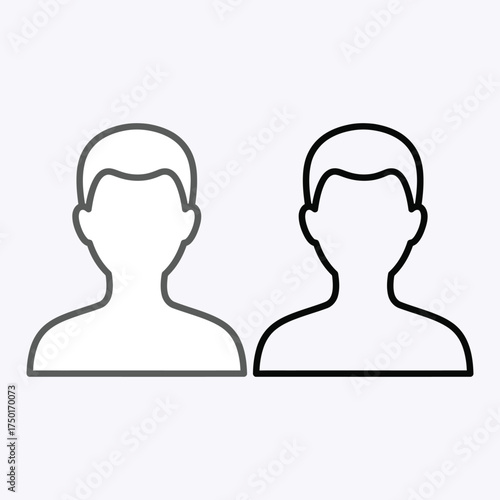 Simple black and white outline of two human profile heads side by side