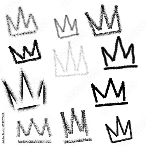 Collection of crown drawings in various styles and shades of gray.
