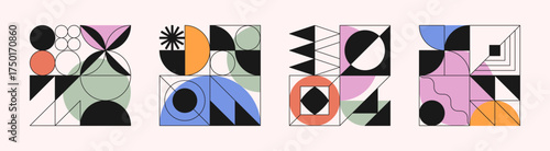 Abstract modular pattern designs.Bold geometric set
