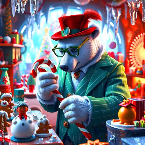 Polar Bear with Magic Candy Cane
