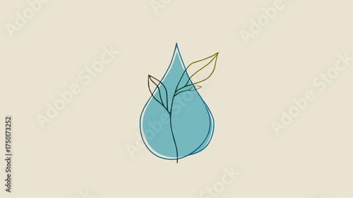 Water droplet transforming into leaf for conservation themes and environmental projects.