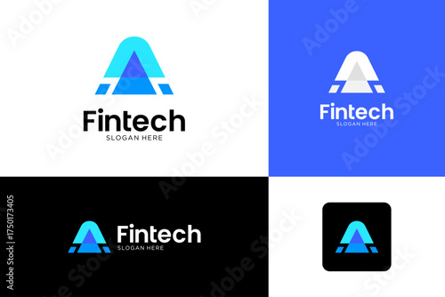 Overlap letter A with up arrow logo design template.
