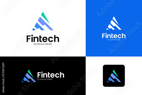 Abstract letter A financial growth logo design.