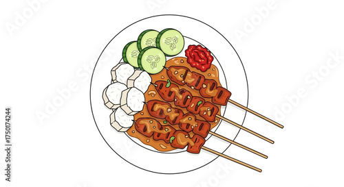 vector illustration of Indonesian satay