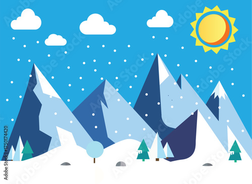 Winter landscape with flat design