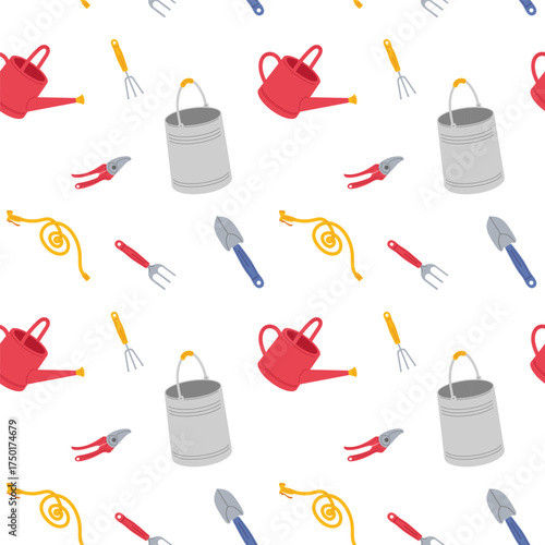 Gardening tools and supplies pattern design for outdoor activities and landscaping projects