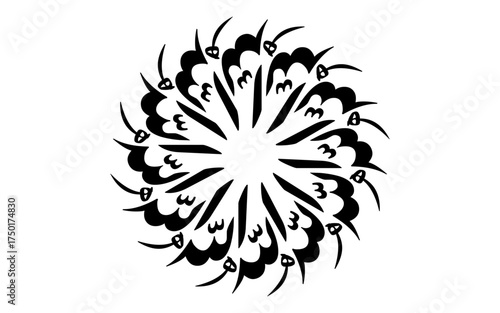 Radiant Circular Design: A mesmerizing black circular design, evoking elegance and intricate patterns. It exudes a sense of sophistication and artistic flair.