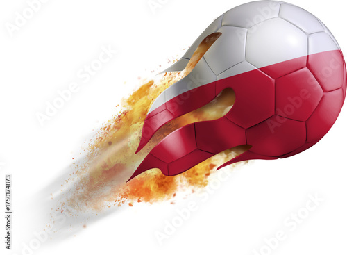 Flying Soccer Ball with Poland Flag