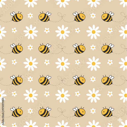 seamless background illustration bee for gift wrapping decoration
