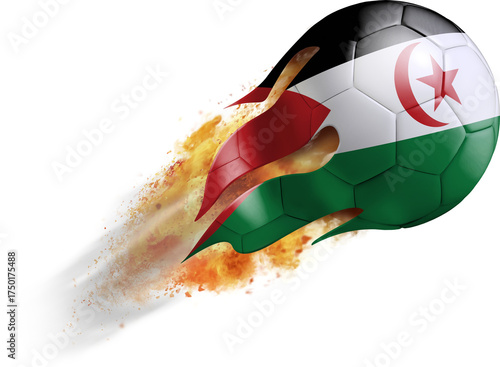 Flying Soccer Ball with Western Sahara Flag