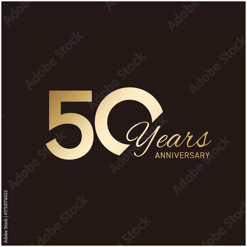 50周年記念ロゴ｜ゴールドグラデーションのアニバーサリーデザイン（ベクターデータ）