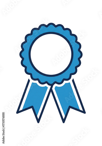 Blue award ribbon badge icon PNG with transparent background – isolated rosette medal prize clipart