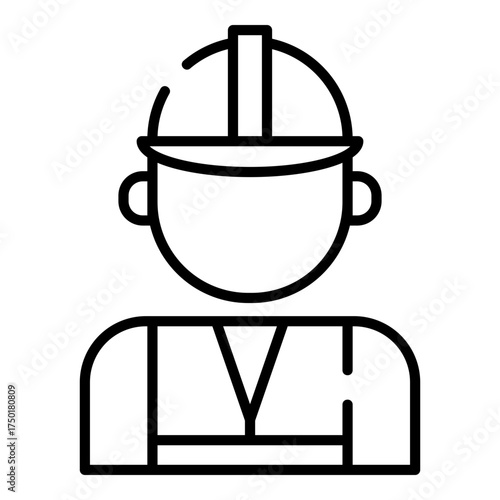 Engineer, oil field worker, laborer black line icon