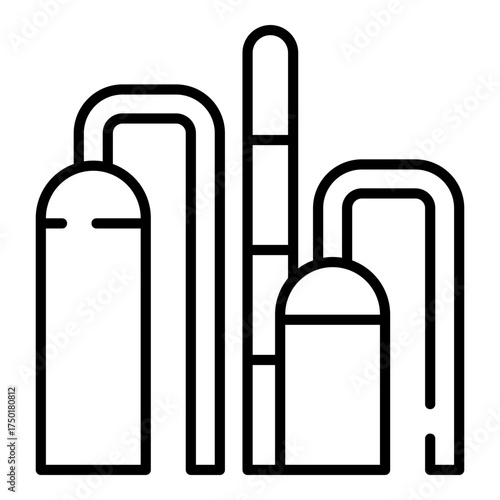 Oil refinery black line icon