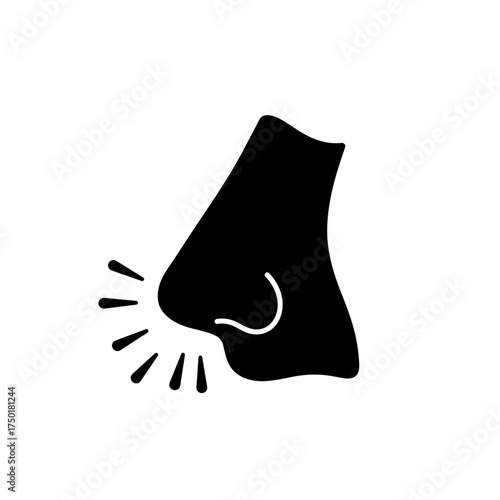 Nose with smell lines icon for allergy or medical content