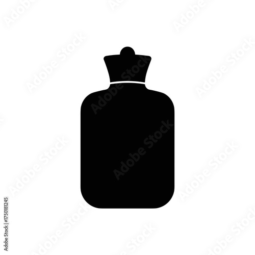 Hot water bottle black icon for healthcare and cold relief design