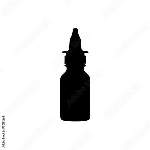Nasal spray bottle black icon silhouette for pharmacy or health use