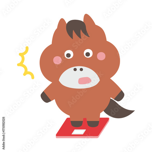 太ったかわいい馬のキャラクターイラスト素材