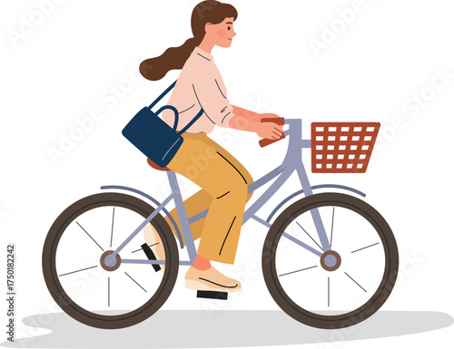 Woman Riding Bicycle for Commute