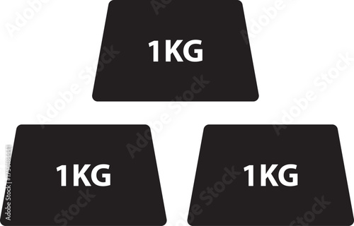Set of three one-kilogram calibration weights