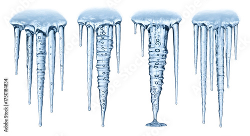 Stunning icicles with water droplets capture winter's icy beauty and crisp chill