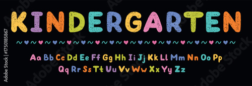 Crayon alphabet doodle set. Chalk pencil font, school wax kid letters in sketch style. Hand drawn vector illustration isolated on black background.