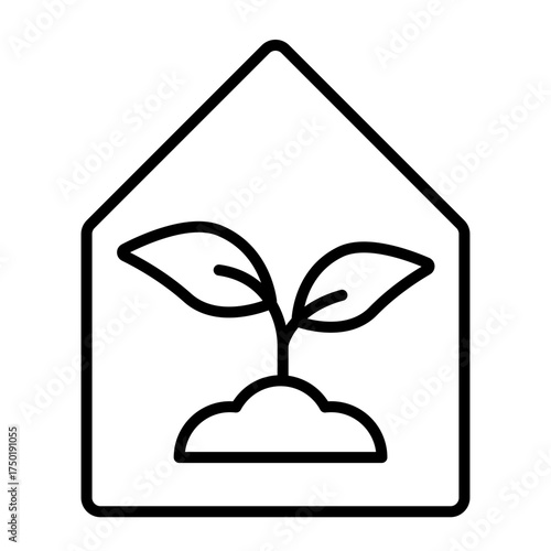 Eco-Friendly Home A Simple Icon Depicting a House with a Sprouting Plant, Symbolizing Growth and Nature